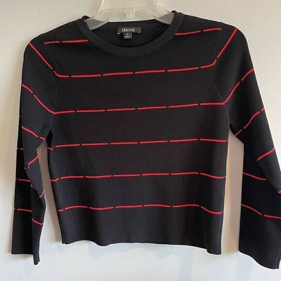 Carlisle Black/Red Striped Boxy Sweater Size Medium - Picture 1 of 7